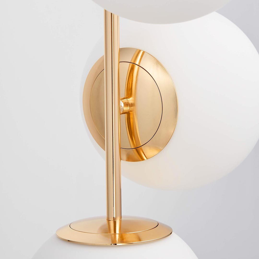 Elegancka, złota lampa wisząca z białymi, szklanymi kloszami, pionowa STELVIO W4 - Lumina Deco zdjęcie 4